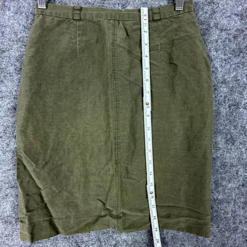 Vintage Olsen Collection Casual Skirt Womens 6 Olive Green Linen Flax Hiking